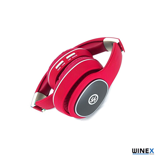 Winex YK Led Mikrofonlu Kulak Üstü Kırmızı Bluetooth Kulaklık