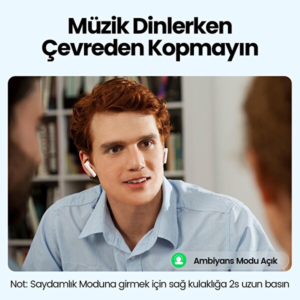 Ugreen HiTune T3 ANC Ambiyans Tws Kablosuz Beyaz Bluetooth Kulaklık