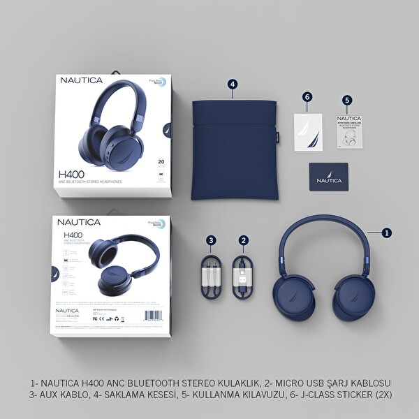 Nautica H400 Aktif Gürültü Önleyici ANC Kulak Üstü Siyah Bluetooth Kulaklık