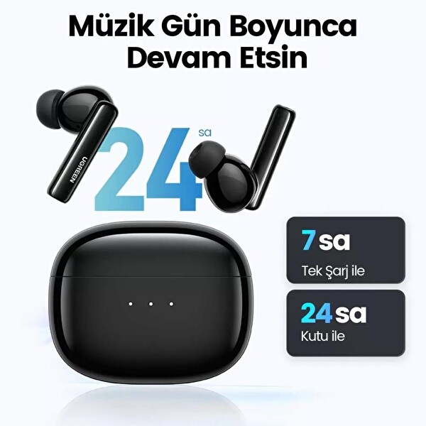 Ugreen Hitune T3 ANC Ambiyans Bluetooth 5.2 Tws Siyah Bluetooth Kulaklık