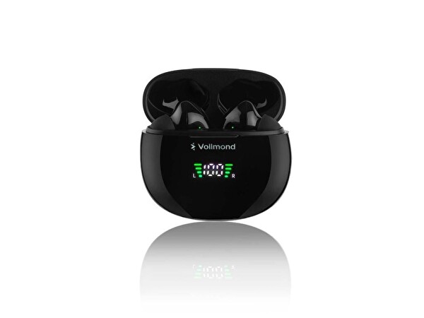 Vollmond VL101PRO 5.3 IPX6 Level Suya Dayanıklı Şarj Göstergeli TWS Siyah Bluetooth Kulaklık