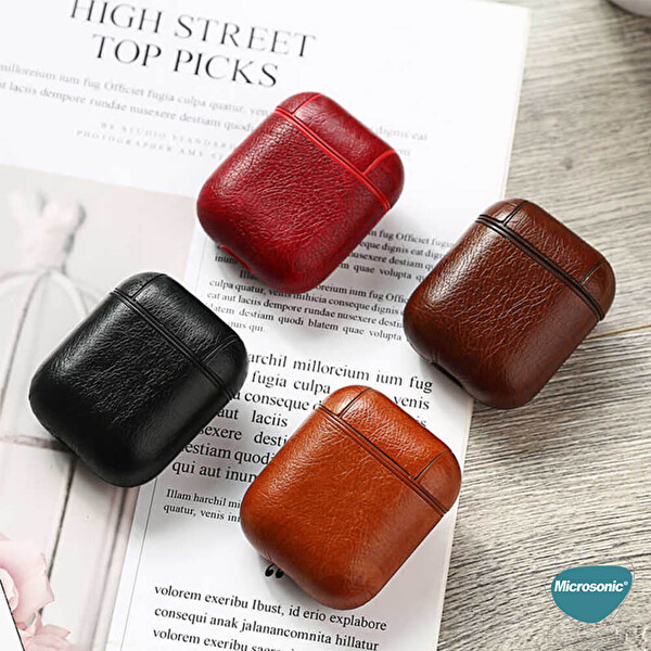 Microsonic Apple Airpods 3 Kılıf Litchi Texture Kırmızı