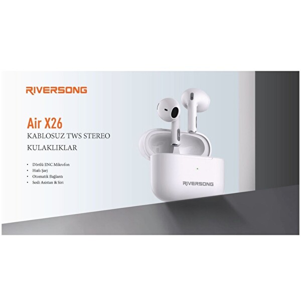 Riversong Audio Air X26 ENC Beyaz Bluetooth Kulak İçi Kulaklık