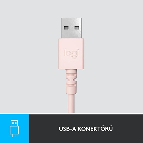 Logitech H390 Mikrofonlu Kablolu Pembe Kulak Üstü Kulaklık