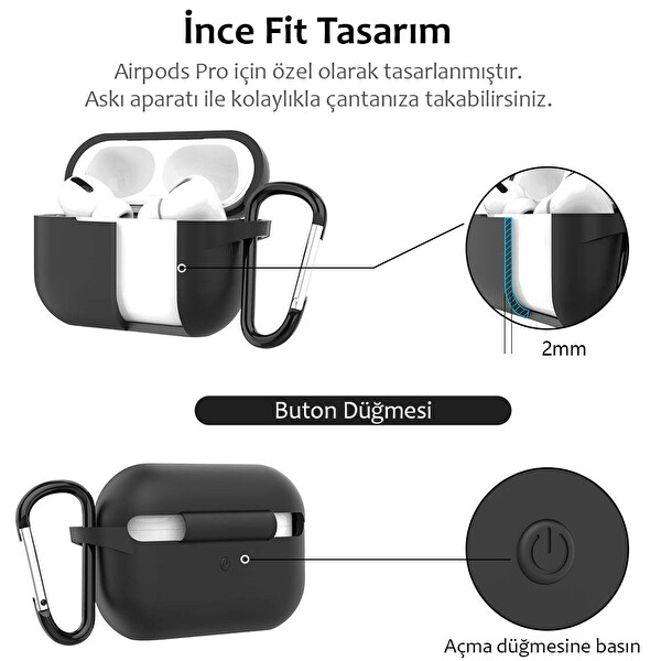 Microsonic Apple Airpods Pro Askılı Mat Silikon Kılıf Beyaz