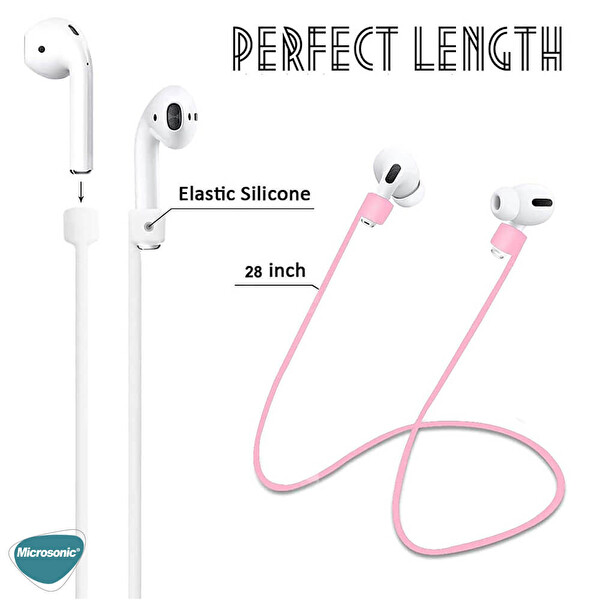 Microsonic Apple Airpods Pro Manyetik Mıknatıslı Kulaklık İpi Pembe