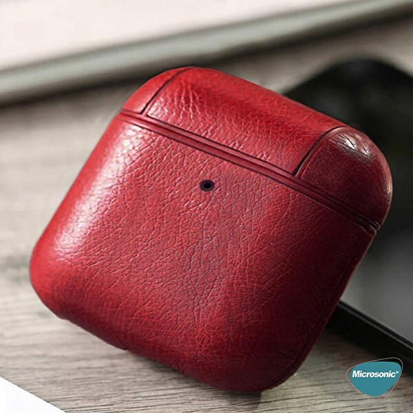 Microsonic Apple Airpods 3 Kılıf Litchi Texture Açık Kahverengi