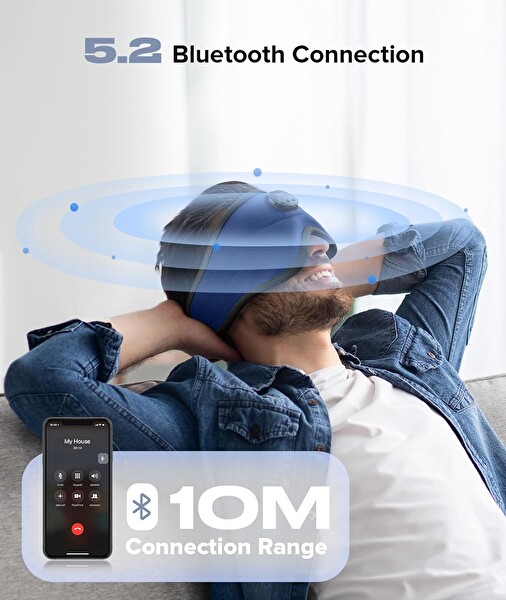 Topoint Uyku Kulaklıkları Bluetooth 3D Uyku Maskesi Lacivert Kadife
