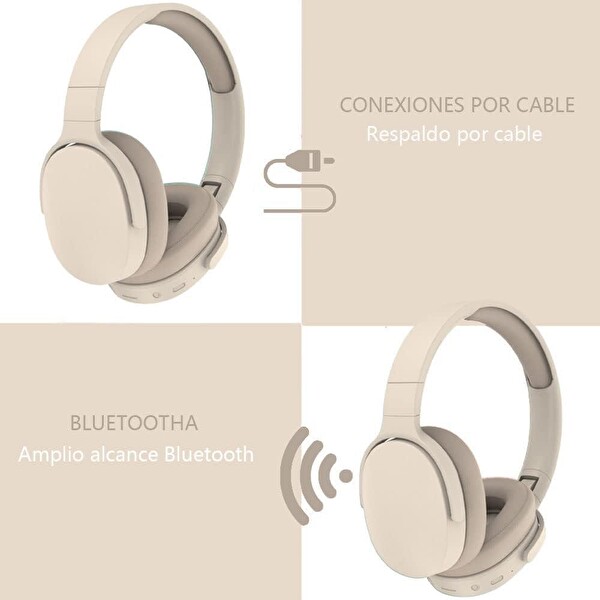 Torima P2961 Kulak Üstü Bej Bluetooth Kulaklık