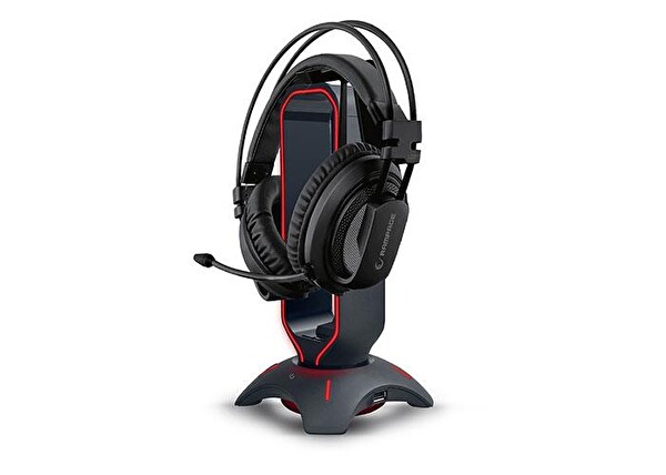 Rampage RM-H66 Guard RGB Işıklı 2xUSB Port Kulaklık için Stand Siyah