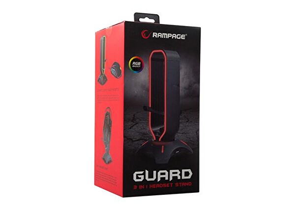 Rampage RM-H66 Guard RGB Işıklı 2xUSB Port Kulaklık için Stand Siyah