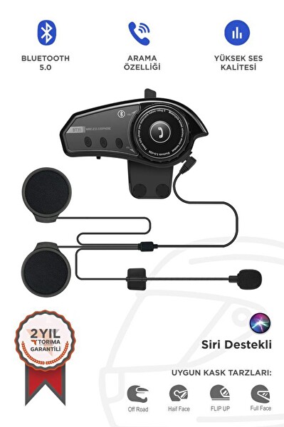 Torima BT-35 5.0 Intercom Siyah Bluetooth Motorsiklet Kulaklık