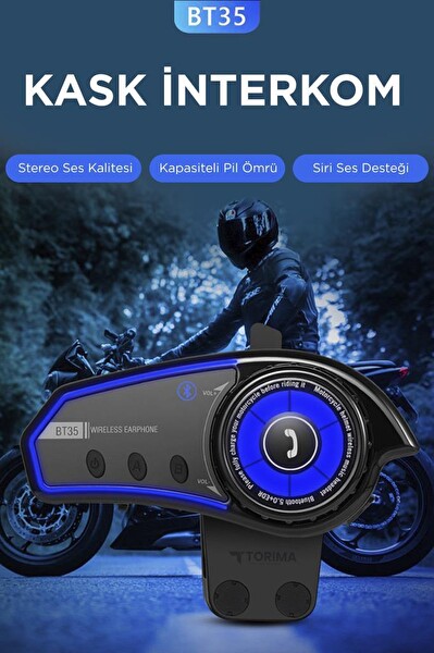 Torima BT-35 5.0 Intercom Siyah Bluetooth Motorsiklet Kulaklık