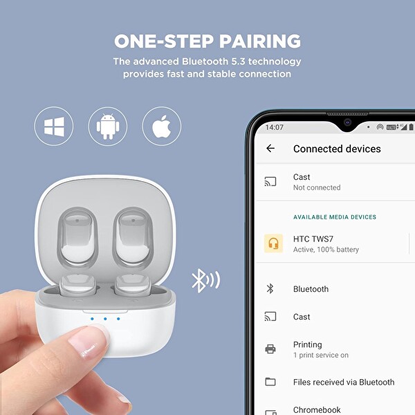 HTC True 5.3 Kulak İçi Bluetooth Kulaklık Beyaz