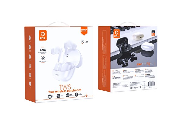 Pell T20 Kablosuz Kulak İçi 5.3 Bluetooth Kulaklık Beyaz