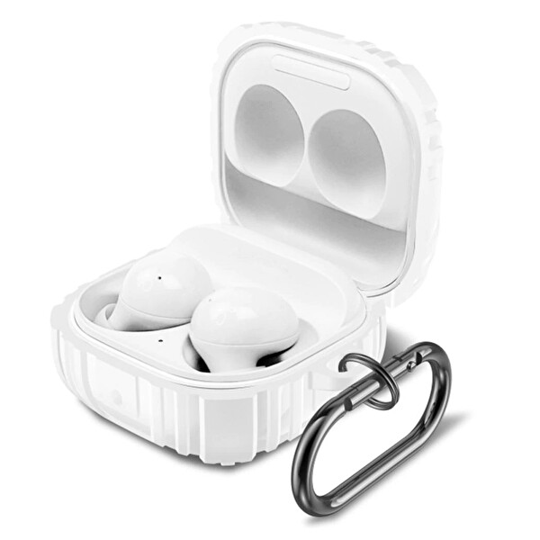 Microsonic Samsung Galaxy Buds FE Kılıf Military Darbe Emici + Askılık Beyaz