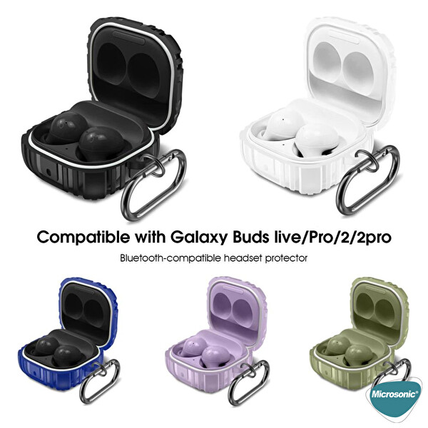 Microsonic Samsung Galaxy Buds FE Kılıf Military Darbe Emici + Askılık Beyaz