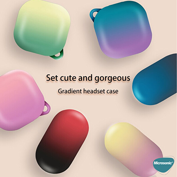 Microsonic Samsung Galaxy Buds Fe Kılıf Degrade Rubber Pembe Sarı