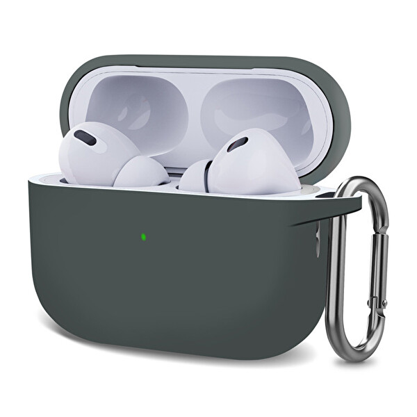 Microsonic Airpods Pro 2. Nesil Kılıf Askılı Mat Silikon Koyu Gri