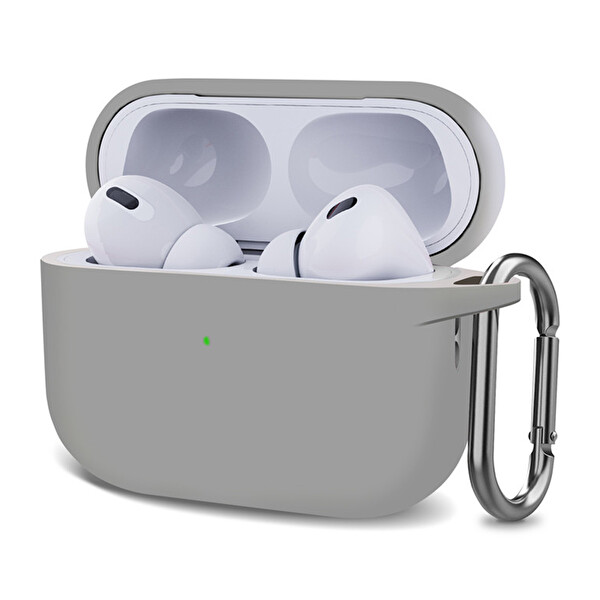 Microsonic Airpods Pro 2. Nesil Kılıf Askılı Mat Silikon Açık Gri