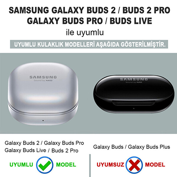 Microsonic Samsung Galaxy Buds Pro Kılıf Süslü Renkli Kalp Desenli Mavi