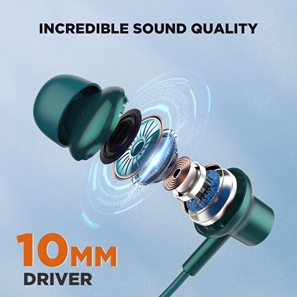 HTC HS01 Boyun Bantlı Manyetik Stere Yeşil Bluetooth Kulaklık