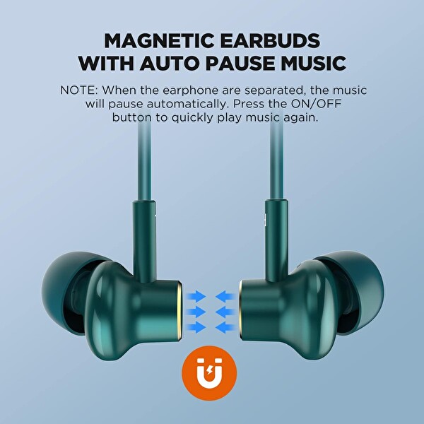 HTC HS01 Boyun Bantlı Manyetik Stere Yeşil Bluetooth Kulaklık