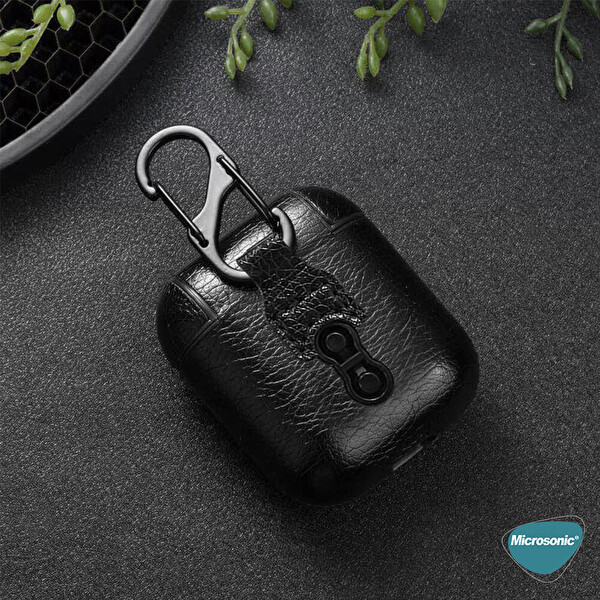 Microsonic AirPods Pro 2. Nesil Kılıf Litchi Texture Siyah