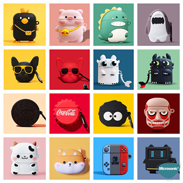 Microsonic AirPods 1. Nesil - 2. Nesil Kılıf Cartoon Figürlü Silikon CRTN-FGR-DLL-TGR