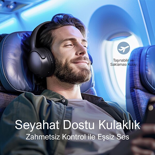 Bix H2 Soundcraft 40 MM Sürücülü 14 Saat Çalma Süreli Katlanabilir 5.3 Kulak Üstü Bluetooth Kulaklık Siyah