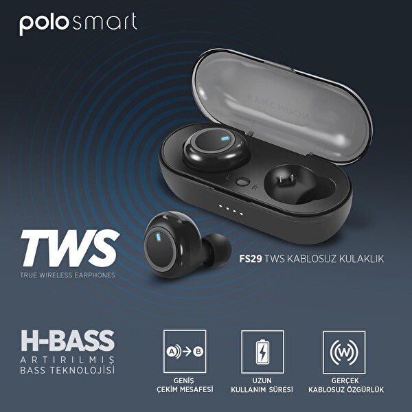 Polosmart FS29 TWS Kablosuz Kulak İçi Kulaklık Siyah
