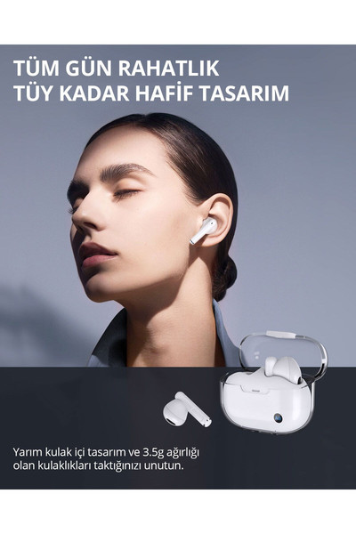 Aukey EP-M2-WH 13 MM Sürücülü 5.3 Ipx4 Kablosuz Bluetooth Kulaklık Beyaz