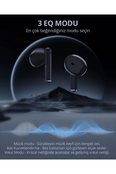 Aukey EP-M2-BK 13 MM Sürücülü 5.3 Ipx4 Kablosuz Bluetooth Kulaklık Siyah