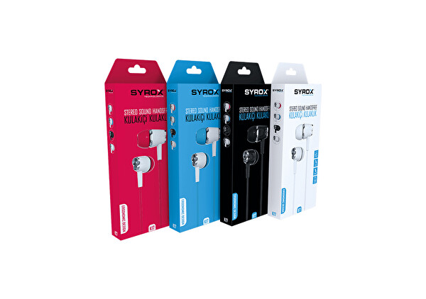 Syrox K17 1.2 M 3.5 MM Aux Kablolu Mikrofonlu Kulak İçi Kulaklık Siyah