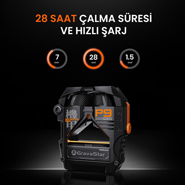 GravaStar Sirius Plus ANC, TWS, Bluetooth Kulakiçi Kulaklık, Kablosuz, Siyah