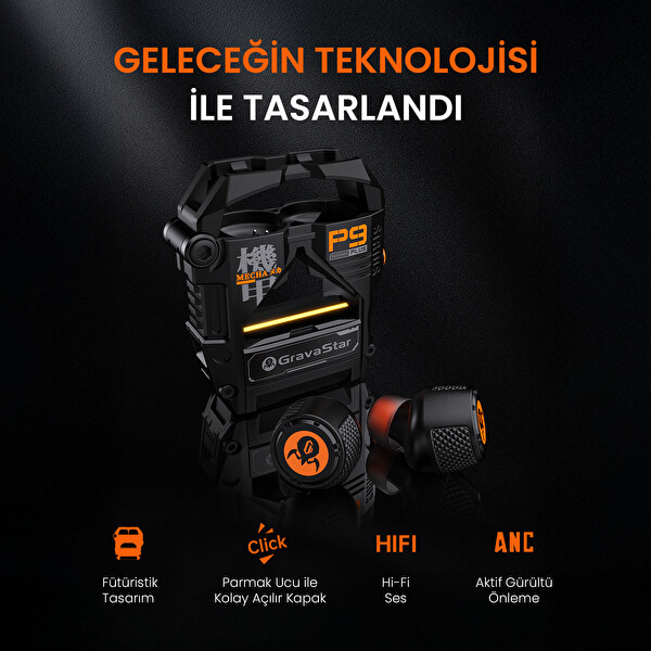 GravaStar Sirius Plus ANC, TWS, Bluetooth Kulakiçi Kulaklık, Kablosuz, Siyah