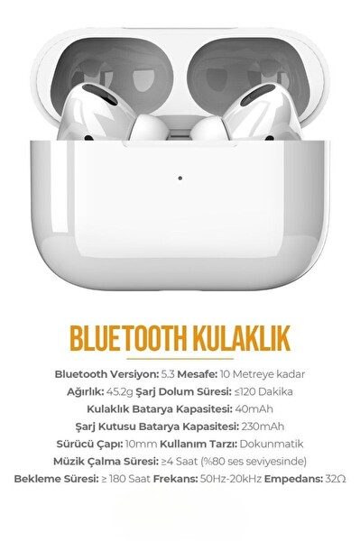 PDAteknoloji PD-BT113 3. Nesil Beyaz V5.3 Bluetooth Kulaklık