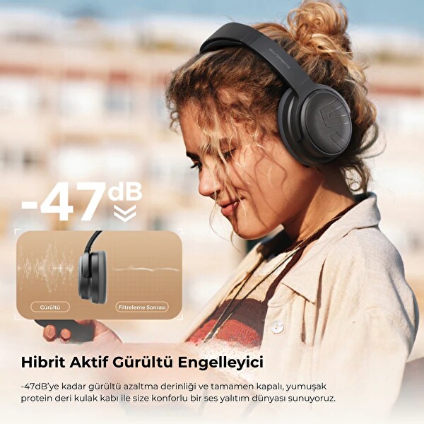 SoundPEATS Space Pro Hi-Res LDAC Bluetooth 5.4 TWS Kablosuz Kulak Üstü Kulaklık Siyah