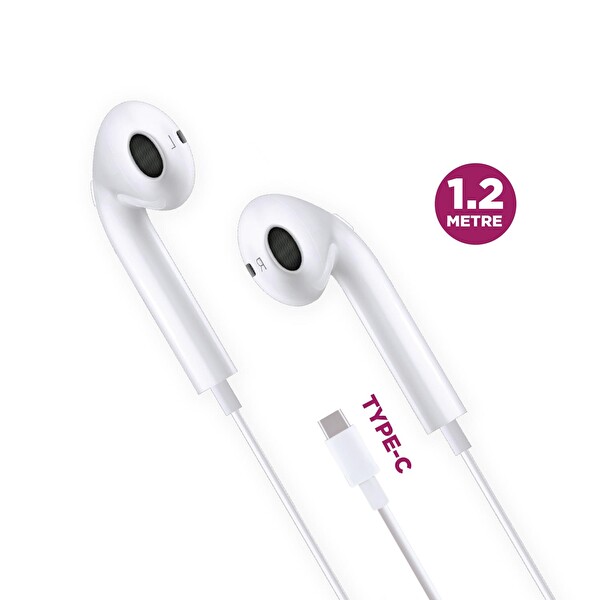 Polosmart PBS227 Kablolu Type-C Girişli Kulak İçi Kulaklık Beyaz