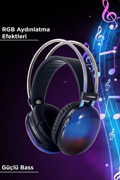 Torima HD-40 Siyah Kablosuz RGB Işıklı Kulak Üstü Bluetooth Kulaklık