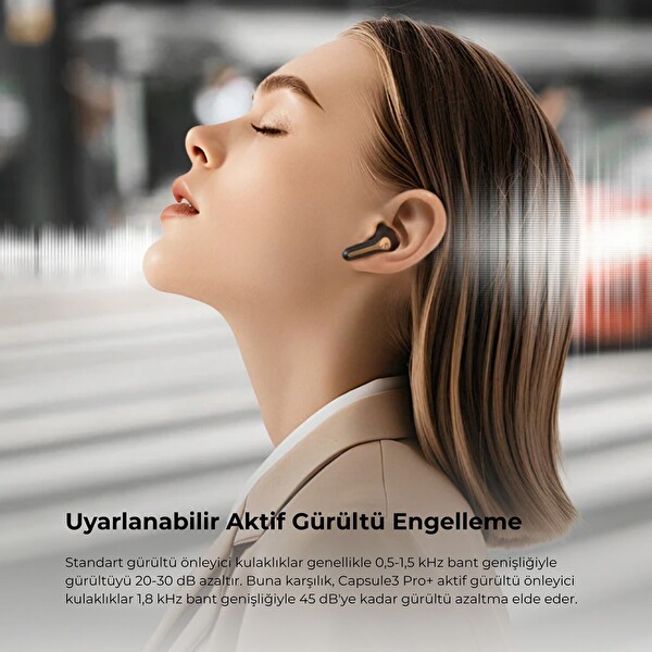 SoundPEATS Capsule 3 Pro+ ANC Hi-Res LDAC TWS Kablosuz Bluetooth Kulaklık Siyah