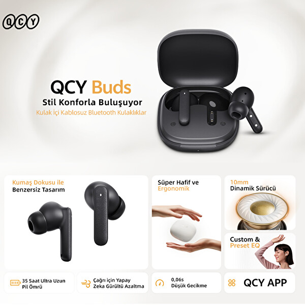 Qcy Buds Ipx4 Bluetooth Kulaklık Siyah