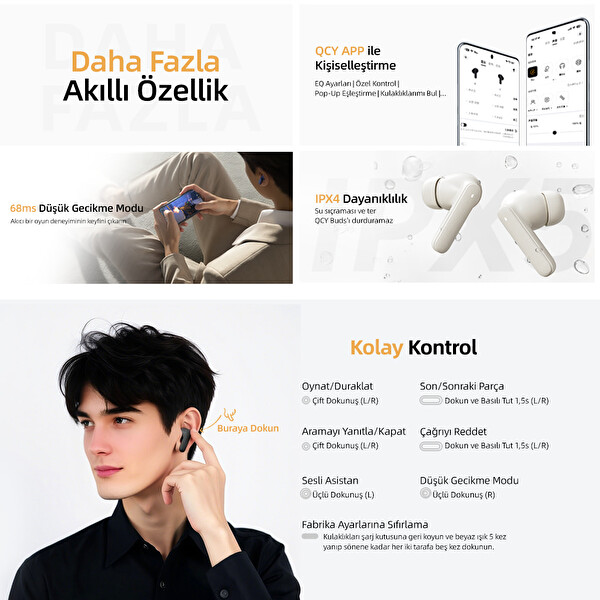 Qcy Buds Ipx4 Bluetooth Kulaklık Siyah