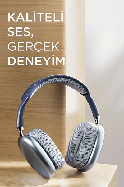Torima P9 Pro Max Mavi Kablosuz 5.0 Mikrofonlu SD Kart Girişli Aux Kablolu Bluetooth Kulaklık