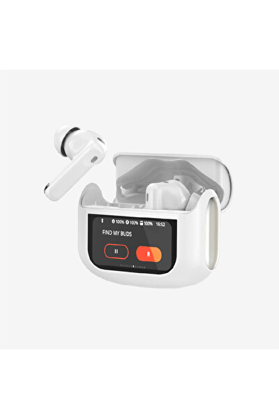Linktech TW45 Premium Dokunmatik Ekran Kamera Modlu Kablosuz TWS Bluetooth Kulaklık Beyaz