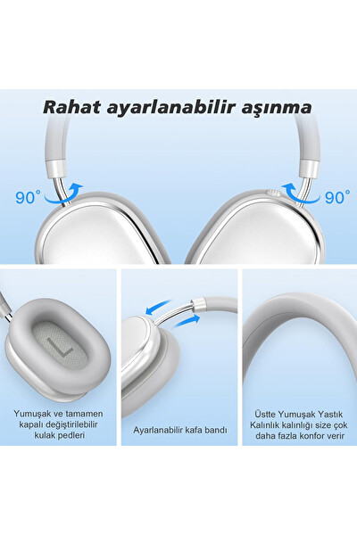 Linktech HP5 Anc Kulak Üstü Kablosuz Bluetooth Kulaklık Gri
