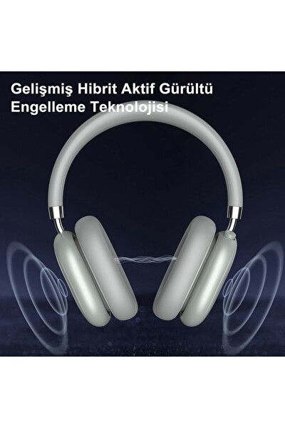 Linktech HP5 Anc Kulak Üstü Kablosuz Bluetooth Kulaklık Gri