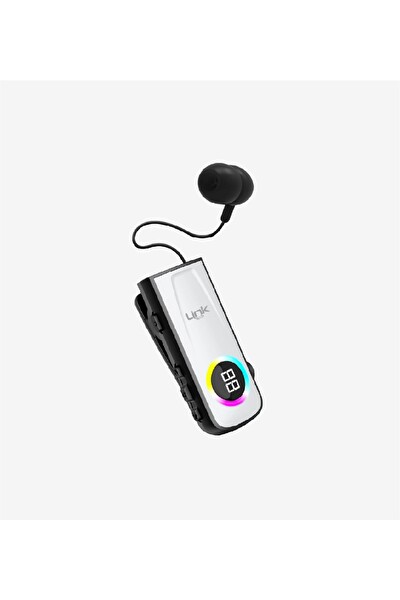Linktech V82 Solid Led Ekranlı Titreşimli Makaralı Bluetooth Kulaklık Beyaz