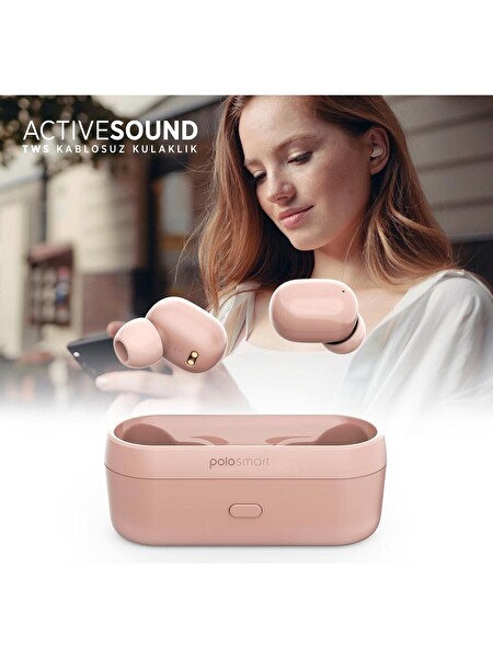 Polosmart FS55 Kablosuz Kulaklık Pembe - Polosmart PSSW13 Akıllı Bileklik Siyah Set