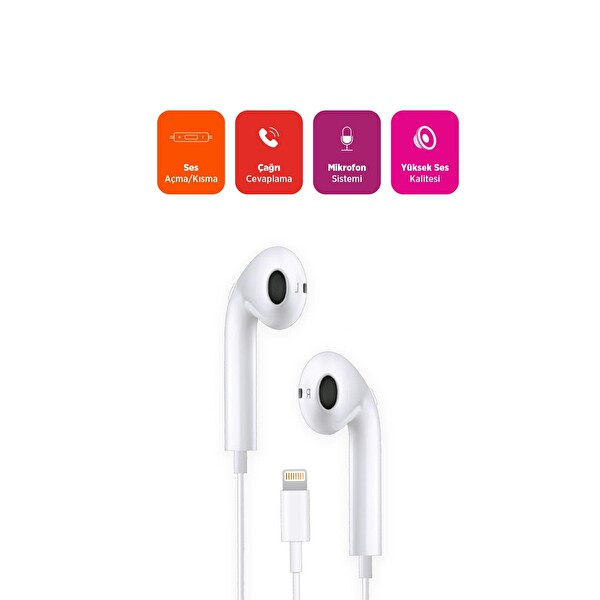 Polosmart PBS226 Lightning Kablolu Kulak İçi Kulaklık Beyaz